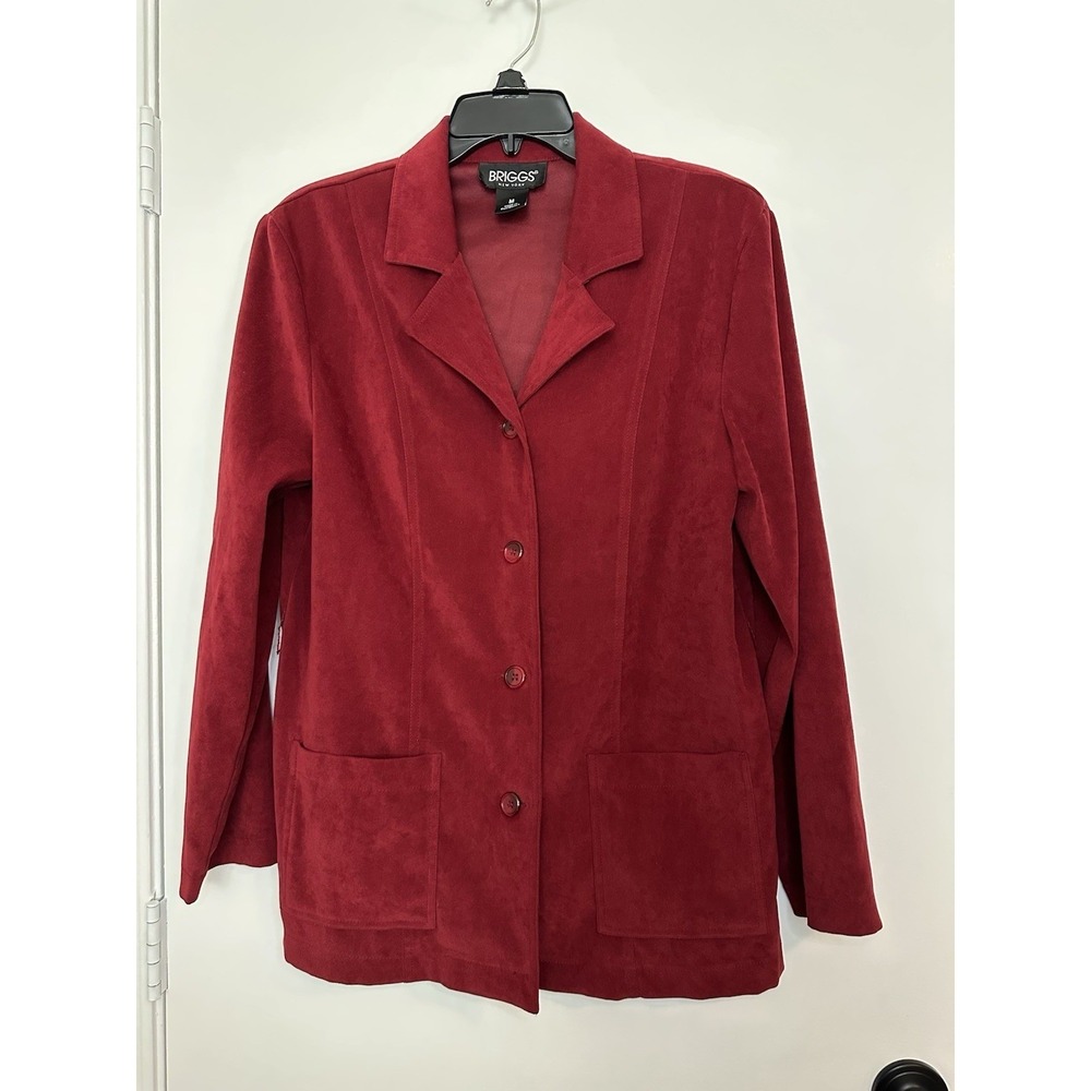 Vintage‎ Briggs Red Faux Suede Shacket Coat Y2K Retro Oversized Blazer Size M